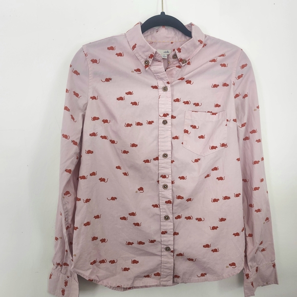 Odille Tops - CUTEST RAT SHIRT Odille Anthropologie Pink Button Down